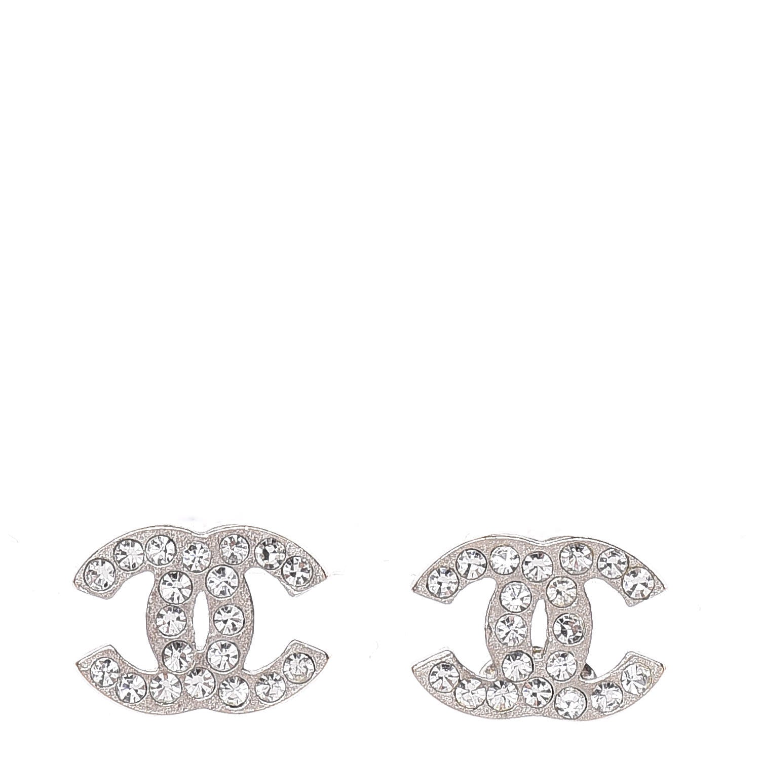 Chanel Crystal Mini Timeless CC Earrings Silver 1 of 4