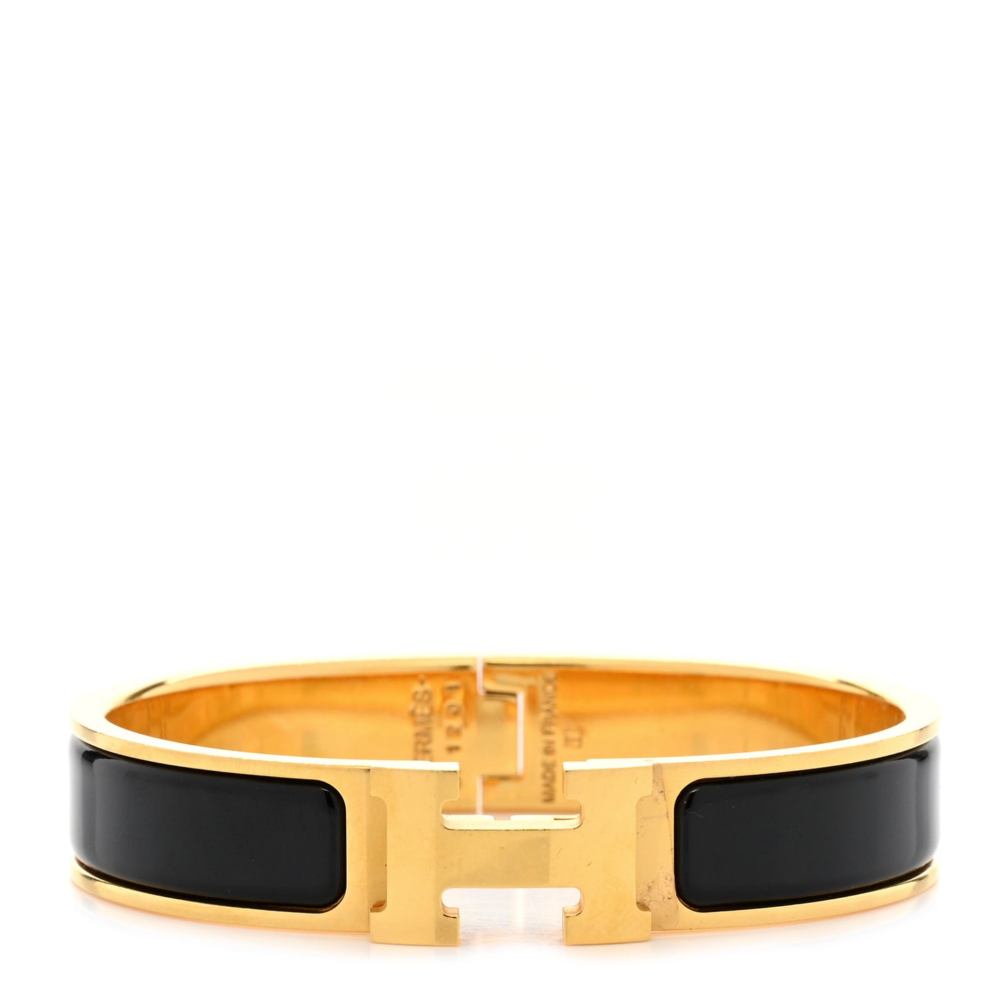 Enamel Narrow Clic Clac H Bracelet PM Black