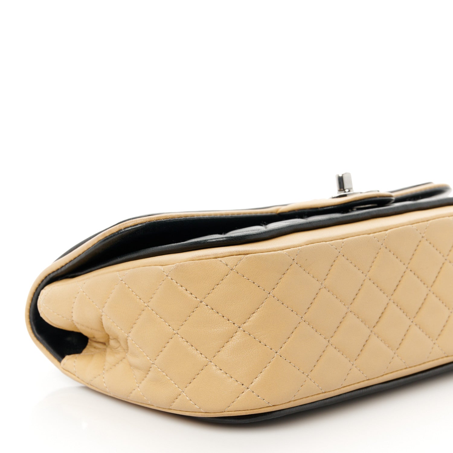 Chanel Lambskin Quilted Jumbo Classic Twist Flap Bag Black Beige 10 of 11