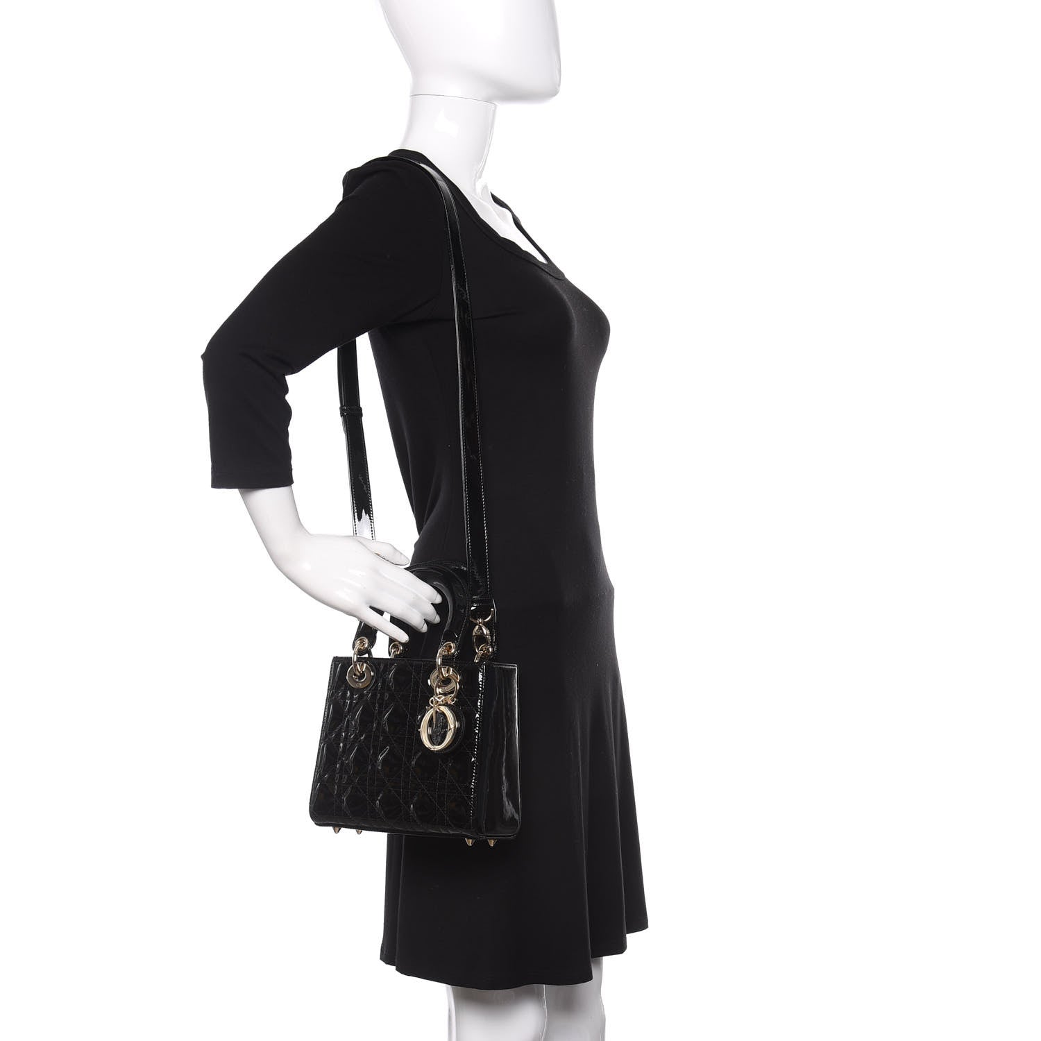 Christian Dior Patent Cannage Small Lady Dior Black 2 of 9