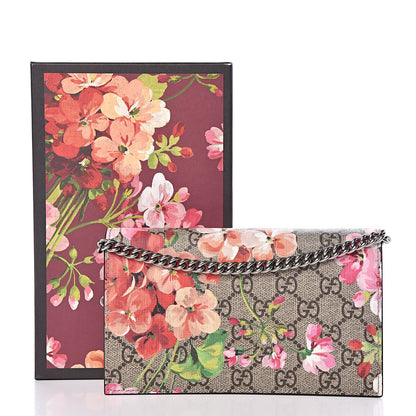 Gucci GG Supreme Monogram Blooms Chain Wallet Beige Multicolor Dry Rose 9 of 9