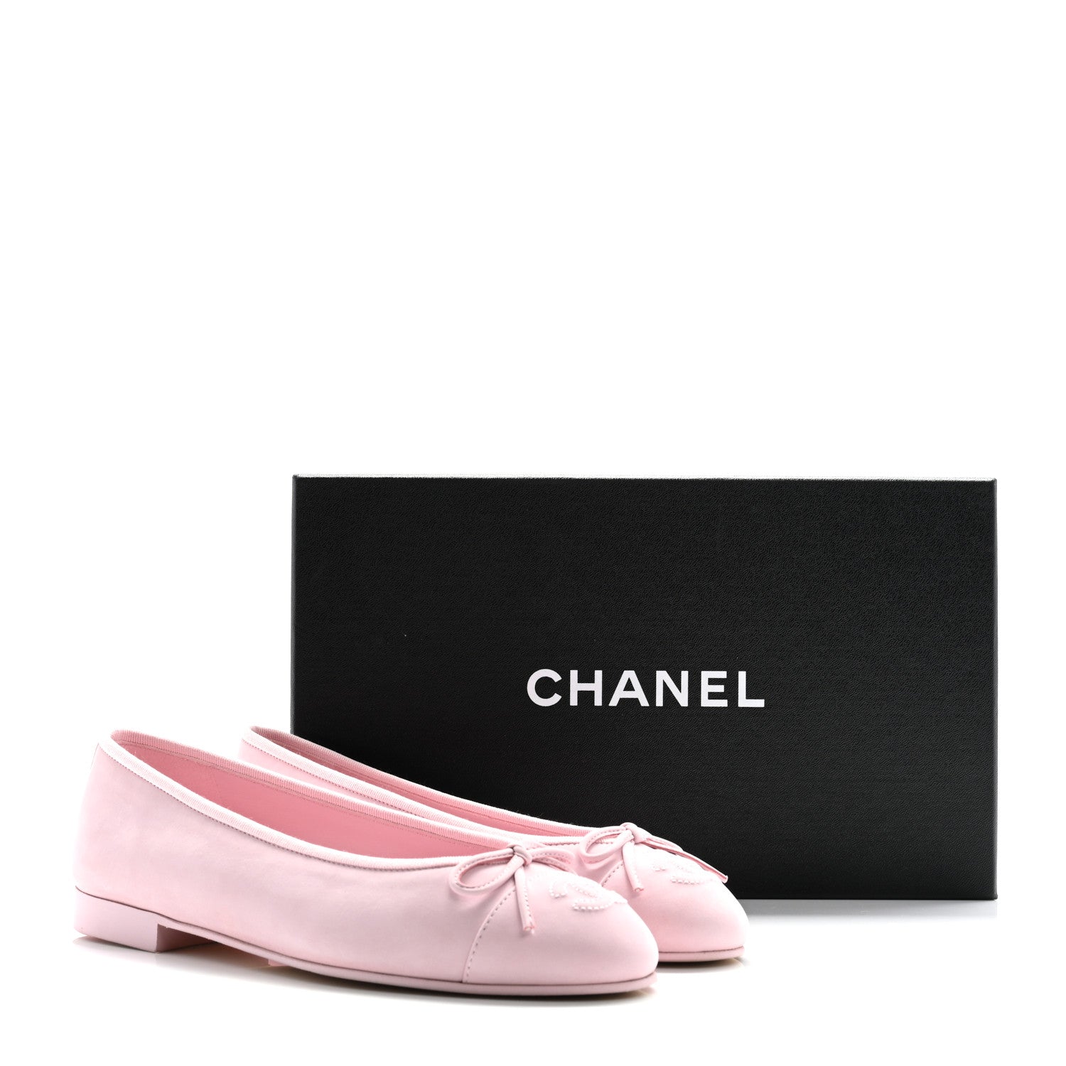 Chanel Suede Calfskin Cap Toe CC Ballerina Flats 36.5 Light Pink 10 of 10