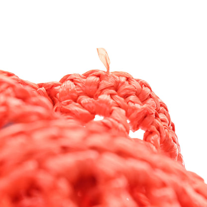 Prada Yarn Raffia Effect Crochet Logo Embroidered Tote Bag Arancio 9 of 9