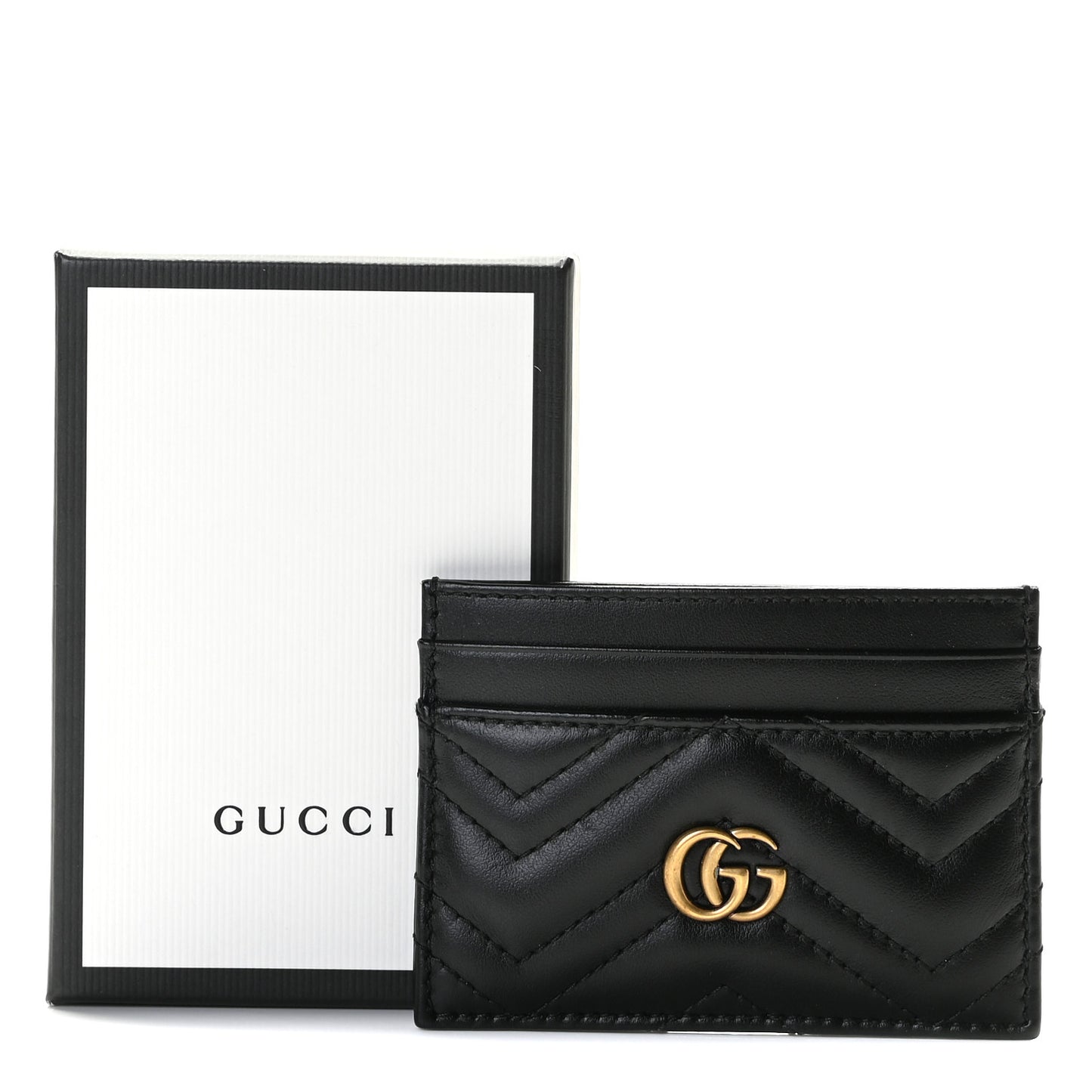 Calfskin Matelasse GG Marmont Card Holder Black