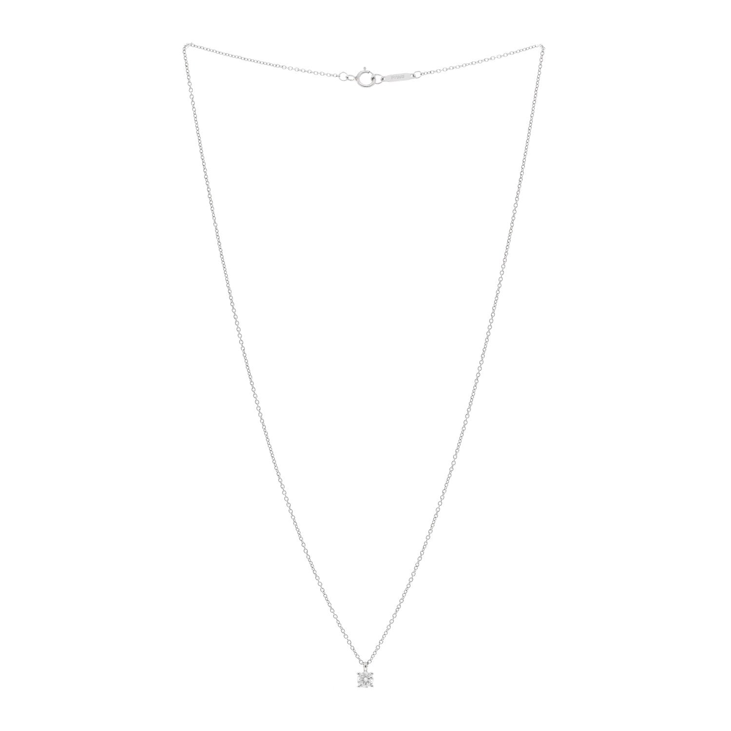 Tiffany Platinum Diamond .22ct Solitaire Pendant Necklace 3 of 4