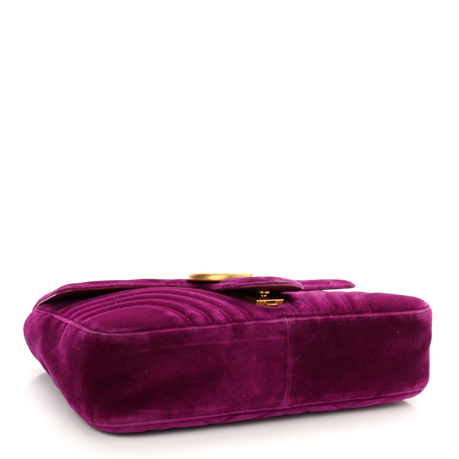 Gucci Velvet Matelasse Medium GG Marmont Shoulder Bag Fuchsia Violet Cyclamen 4 of 11