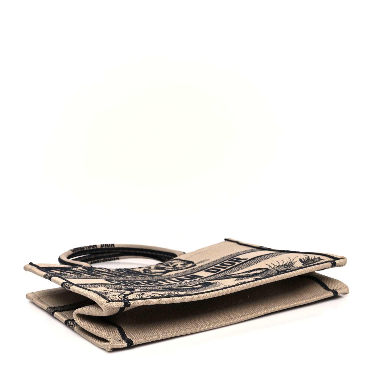 Christian Dior Canvas Embroidered Medium Book Tote Brown Black 3 of 8