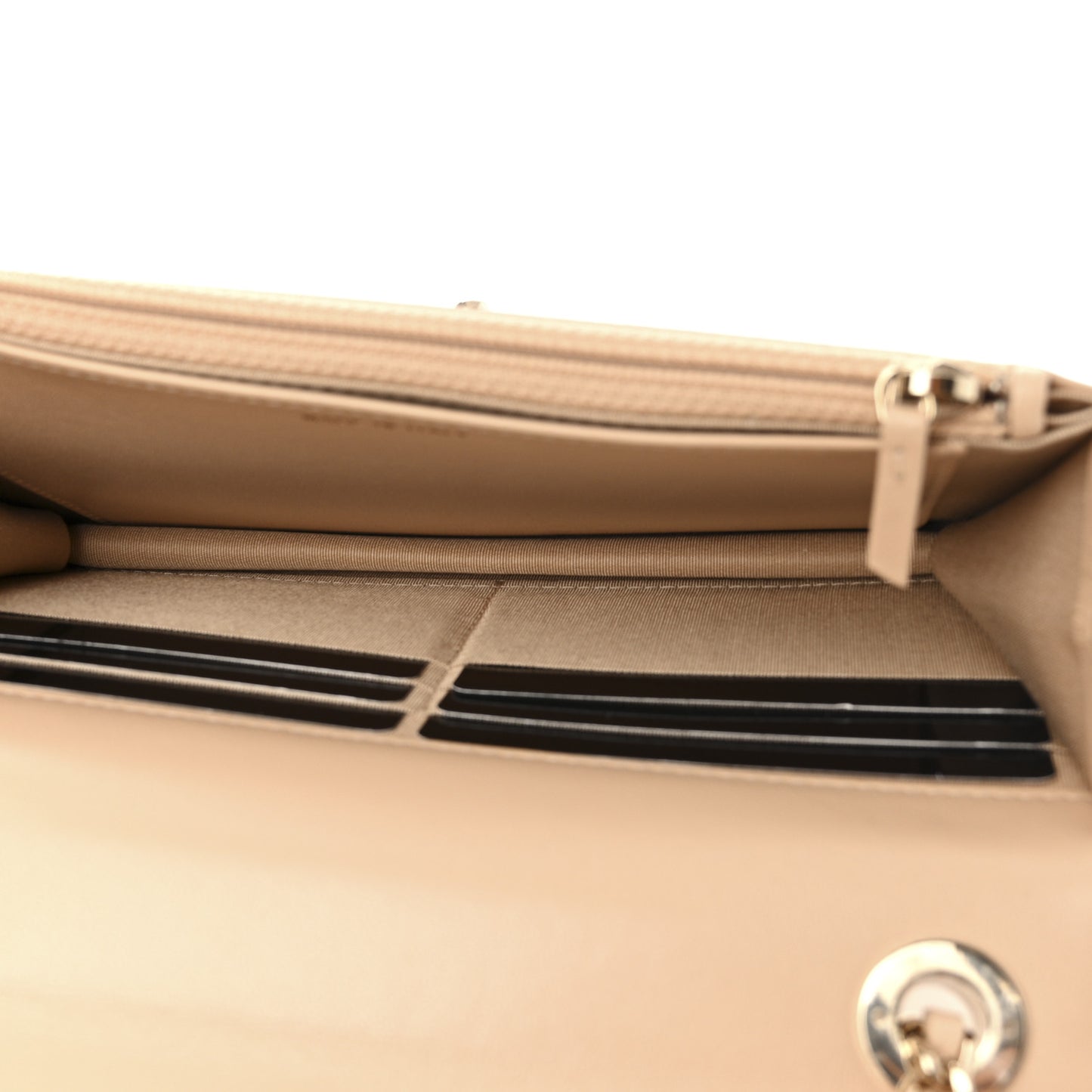 Lambskin Quilted Trendy CC Wallet On Chain WOC Beige