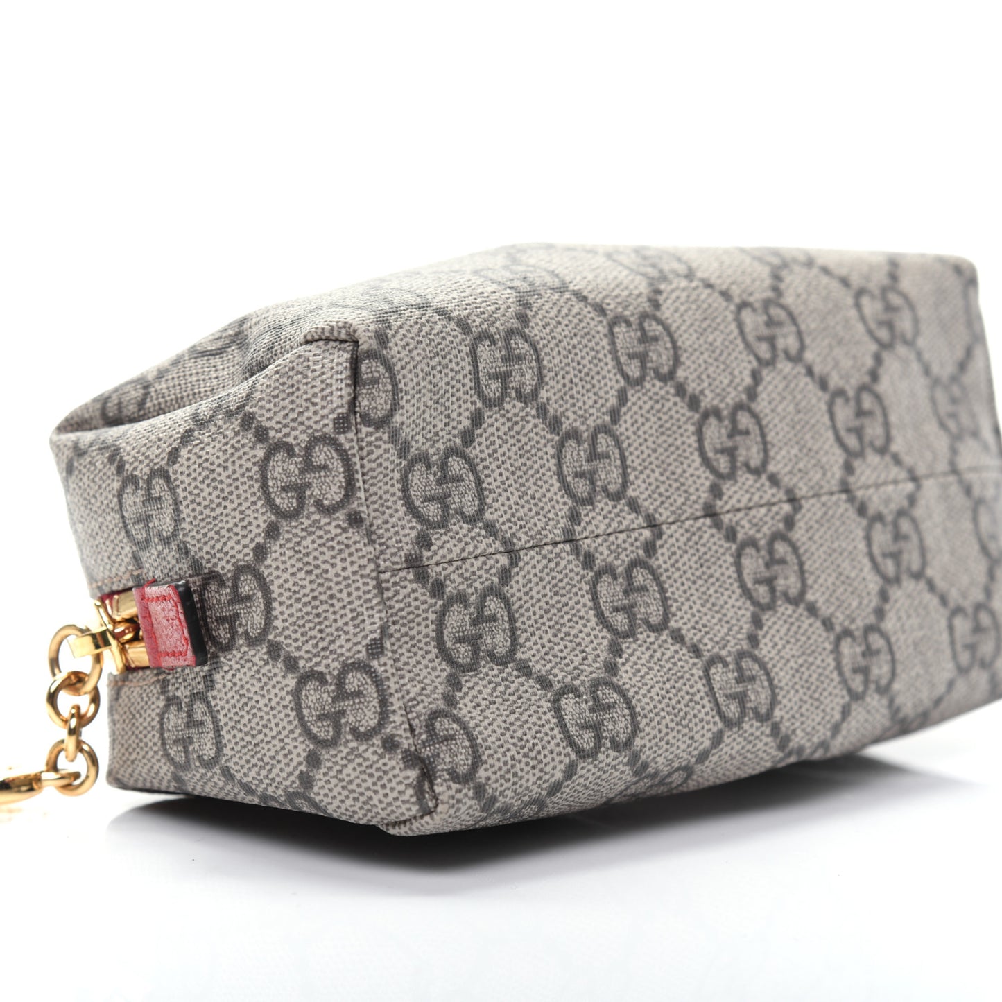 Soft GG Supreme Monogram Calfskin Small Ophidia Cosmetic Case Beige Ebony Hibiscus Red
