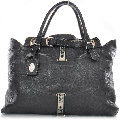 Fendi Calfskin Romano Selleria Villa Borghese Tote Black 1 of 10