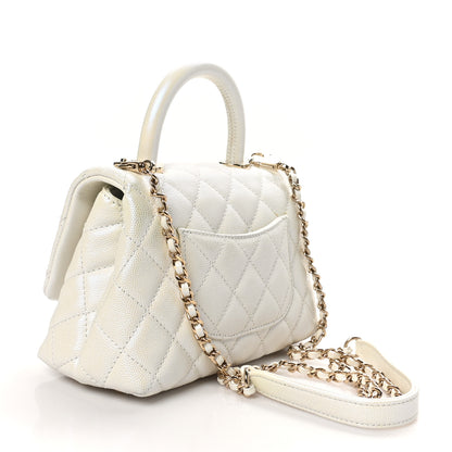 Chanel Iridescent Caviar Quilted Extra Mini Coco Handle Flap White 2 of 10