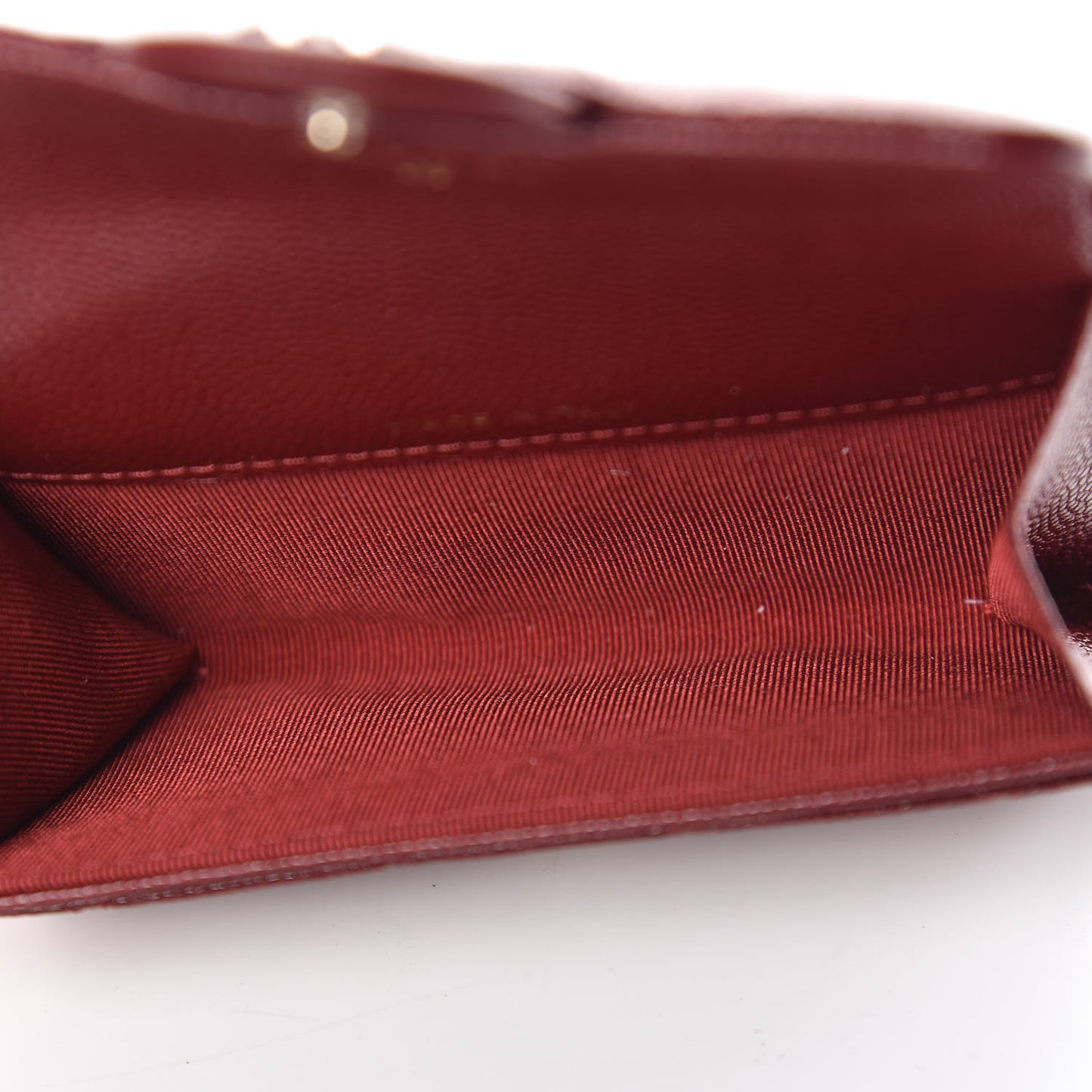 Iridescent Caviar Quilted Flap Card Holder Burgundy