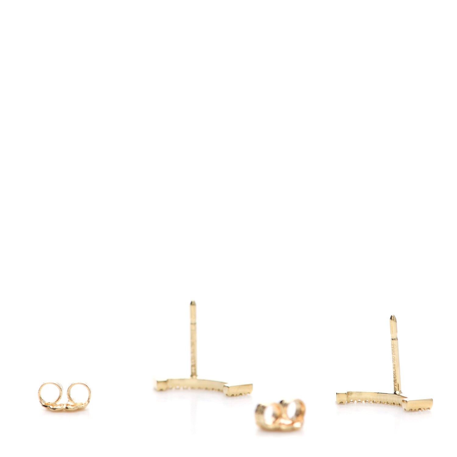Tiffany 18K Yellow Gold Diamond T Smile Earrings 3 of 4