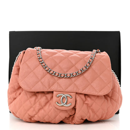 Chanel Washed Lambskin Quilted Medium Chain Around Messenger Salmon 12 of 12