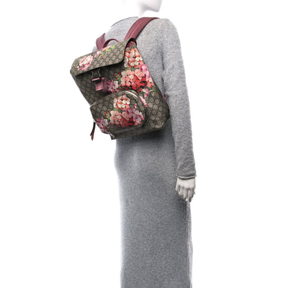 Gucci GG Supreme Monogram Blooms Medium Single Buckle Backpack Beige Multicolor Dry Rose 2 of 10