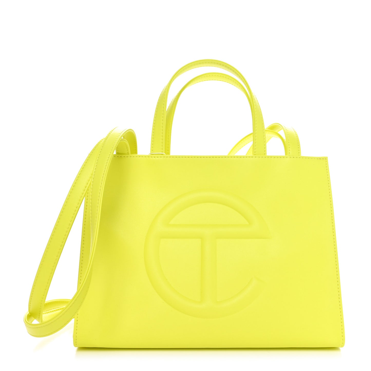 Vegan Leather Shmedium Shopping Bag Highlighter Yellow