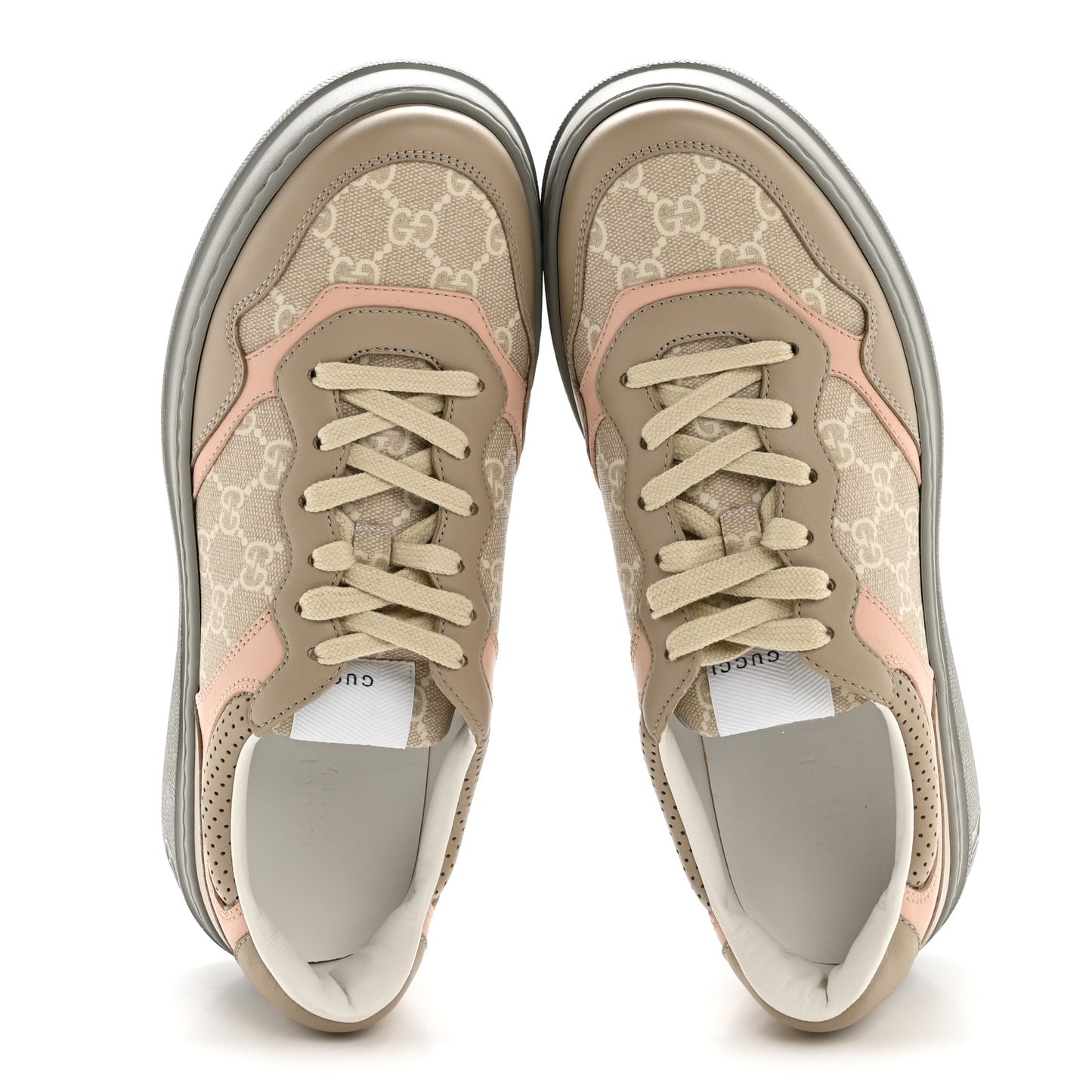 Calfskin GG Supreme Monogram Perforated Womens Platform 55mm Sneakers 41 Apricot Pink Beige Grey