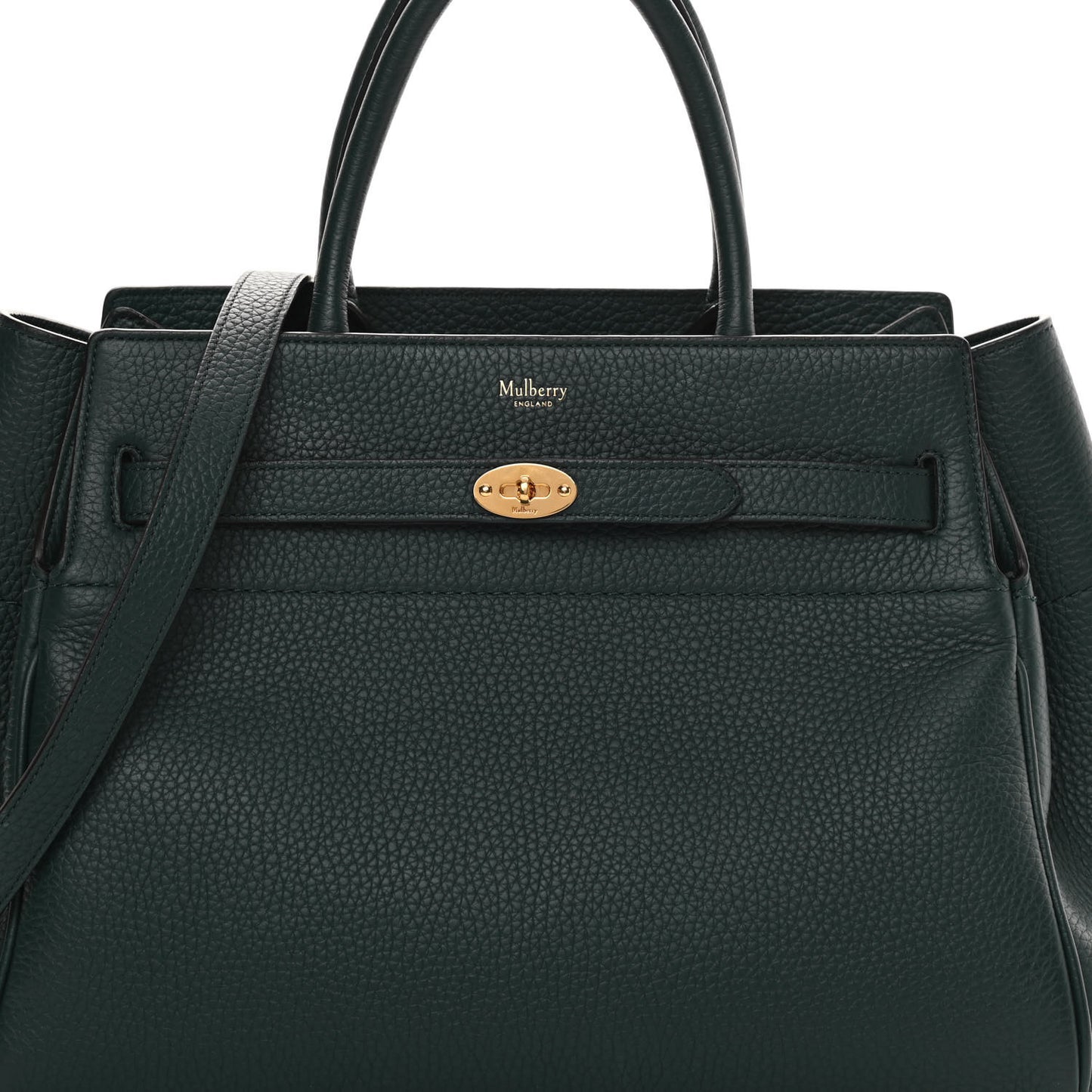 Heavy Grain Belted Bayswater Tote Mulberry Green