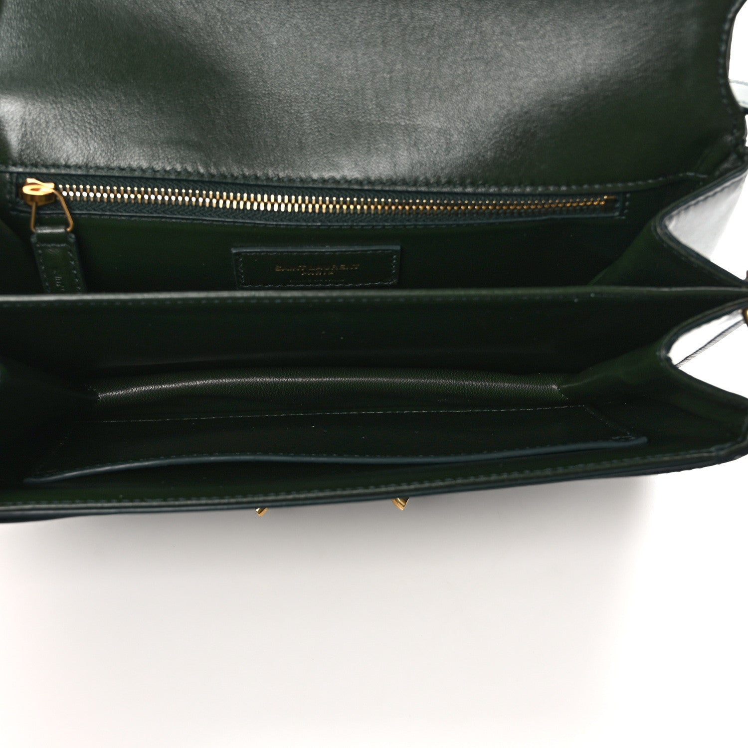 Saint Laurent Smooth Calfskin Le Maillon Satchel Vert Fonce 5 of 8
