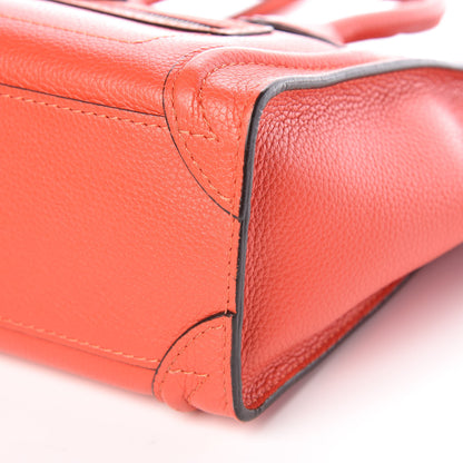 Celine Drummed Calfskin Nano Luggage Vermillion 8 of 12