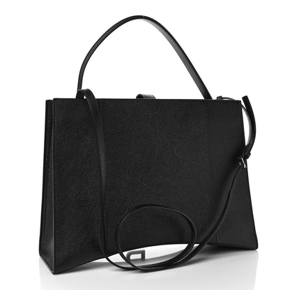 Balenciaga Grained Calfskin Hourglass Tote Black 2 of 9