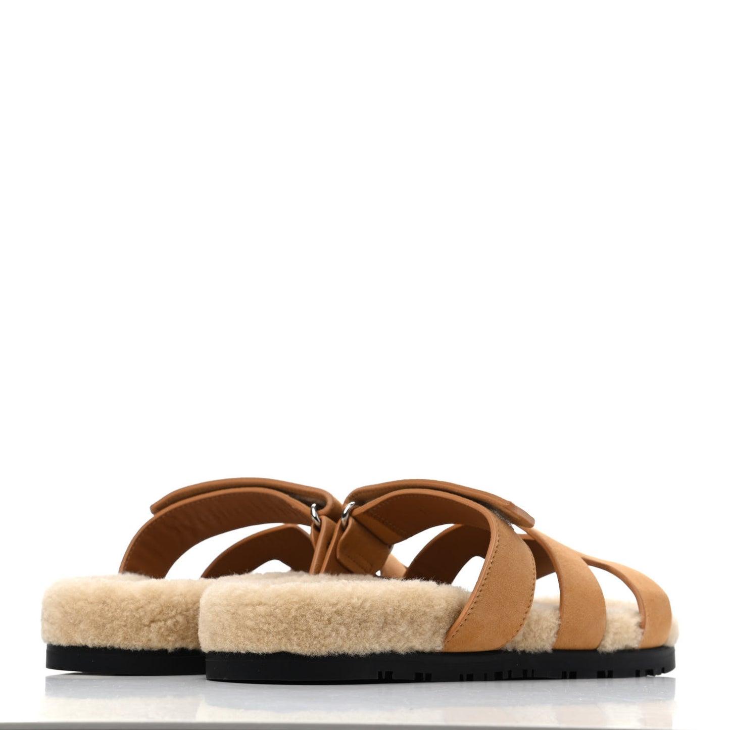 Suede Goatskin Woolskin Womens Chypre Sandals 38 Golden Beige