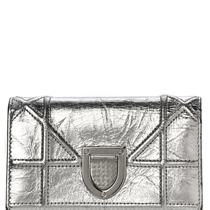 Christian Dior Metallic Calfskin Cannage Diorama Elancee Wallet Silver 7 of 12