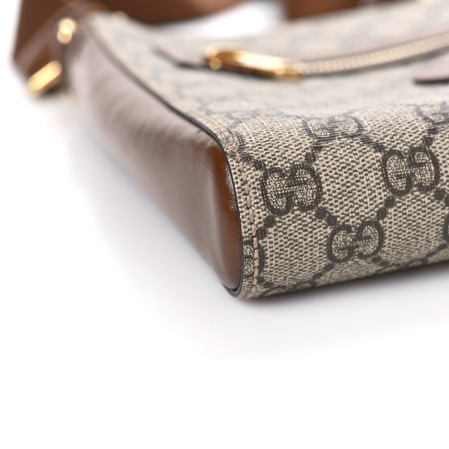 GG Supreme Monogram Azalea Calfskin Retro Interlocking G Flat Messenger Bag Beige Ebony Brown Sugar