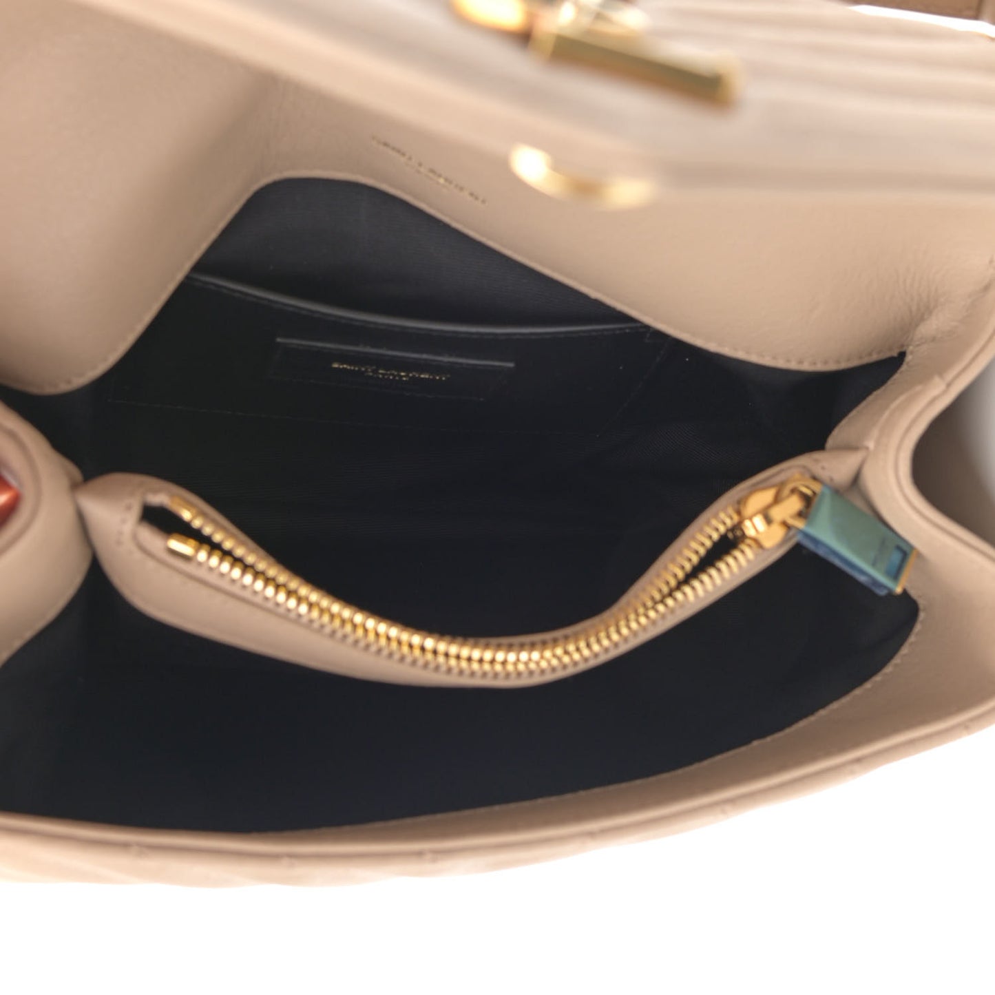 Sheepskin Matelasse Chevron Monogram Medium College Bag Dark Beige