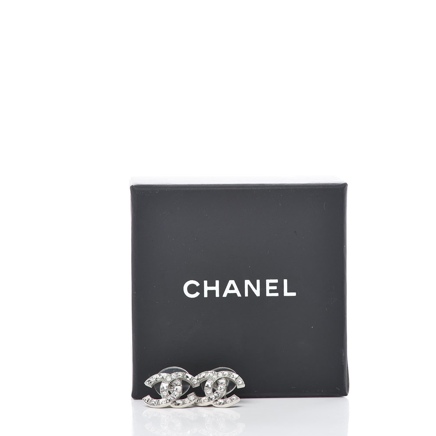 Chanel Baguette Crystal CC Earrings Silver 6 of 6