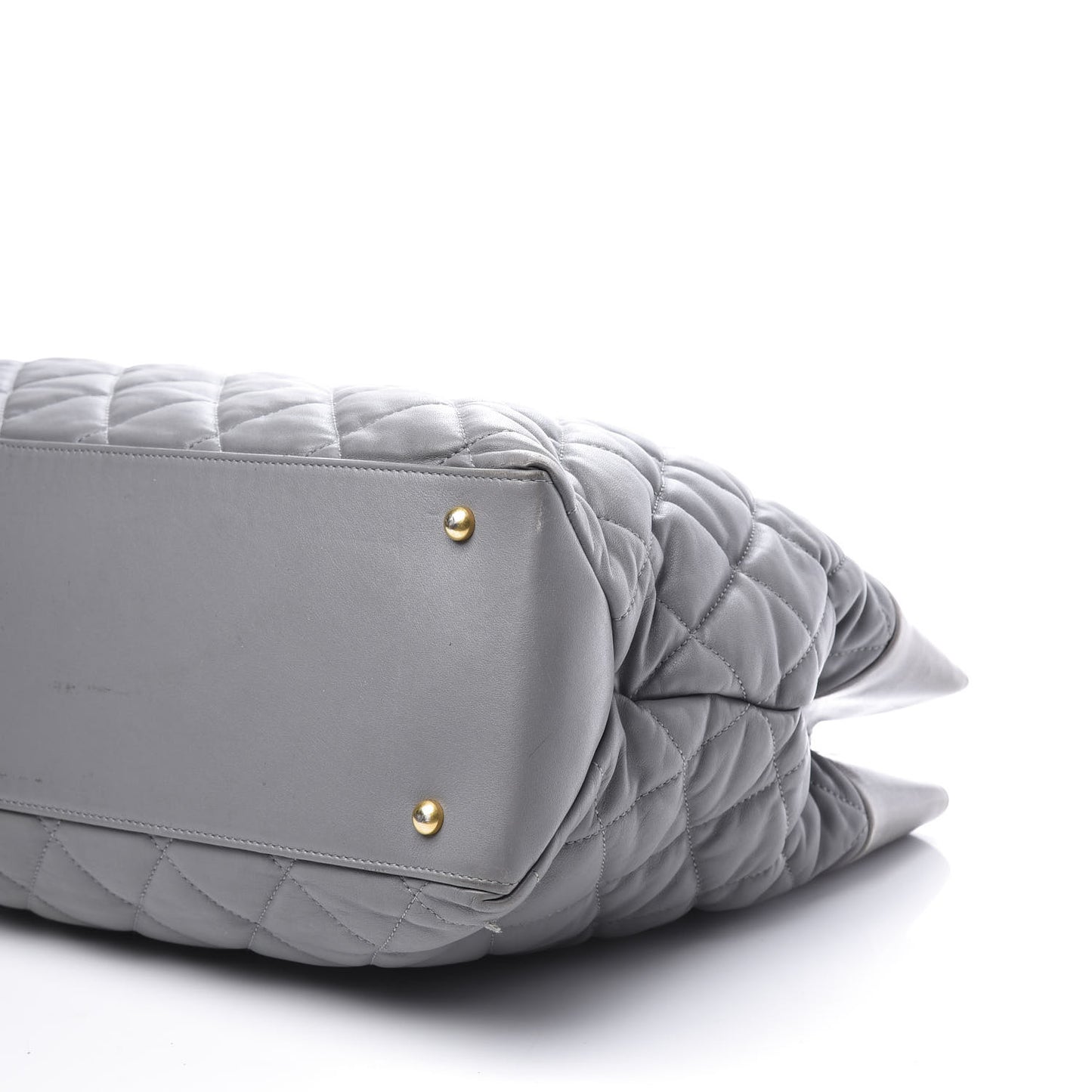 Calfskin Quilted Large Soft Elegance Tote Grey