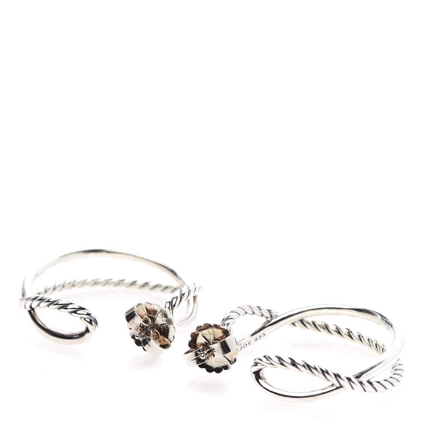 David Yurman Sterling Silver Crossover Cable Hoop Earrings 3 of 4