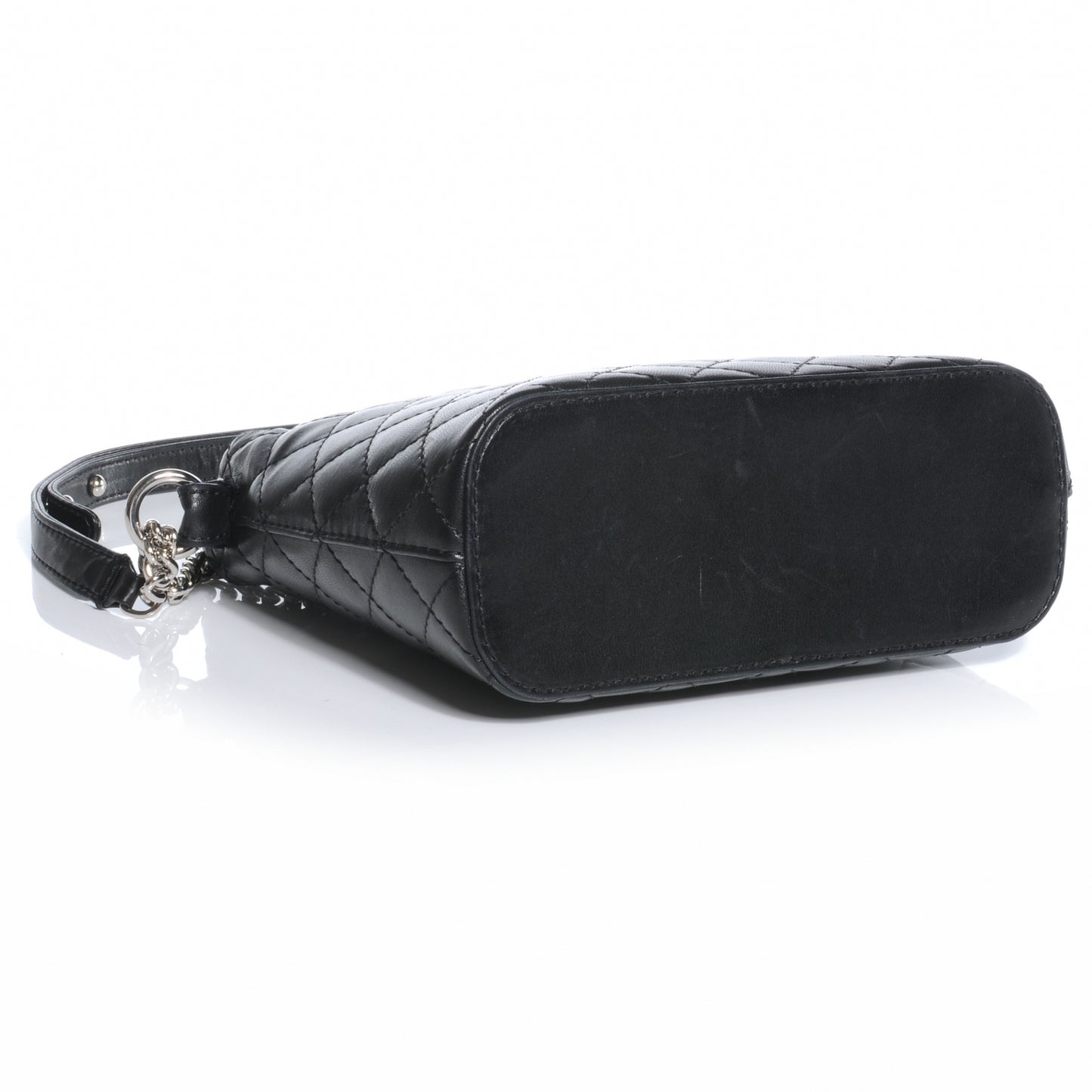 Lambskin Quilted Bucket Shoulder Bag Black