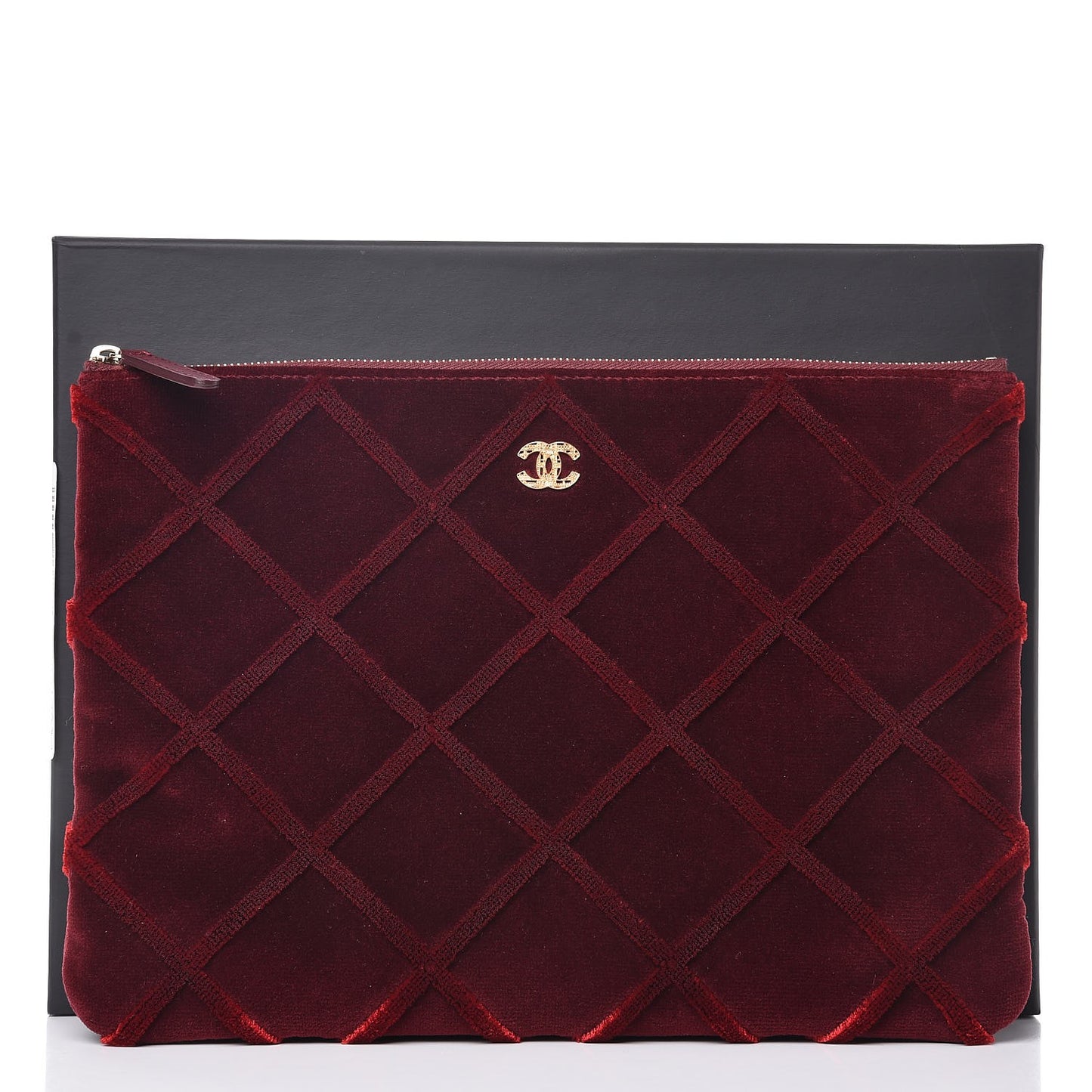 Velvet Quilted Medium Cosmetic Case Burgundy