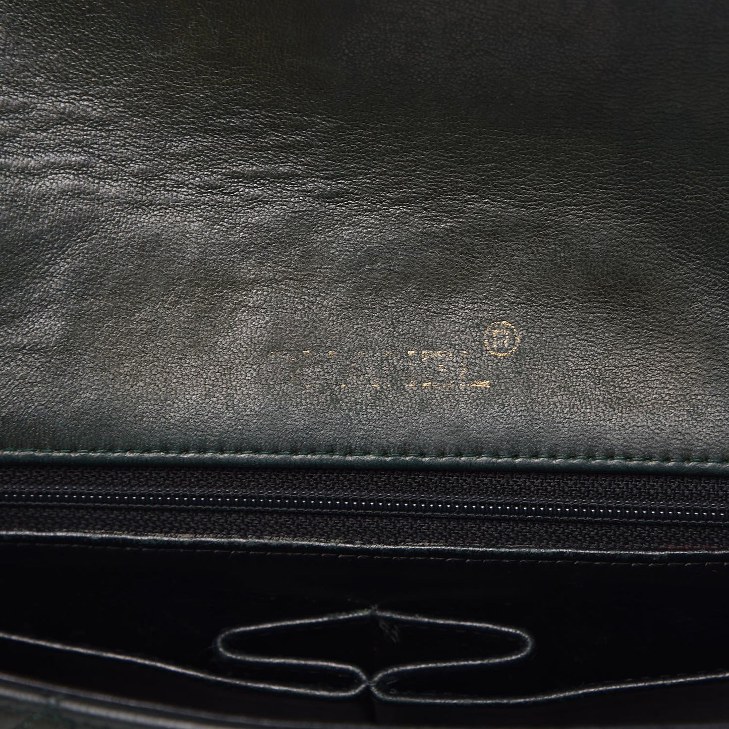 Lambskin Quilted Small Single Flap Dark Green