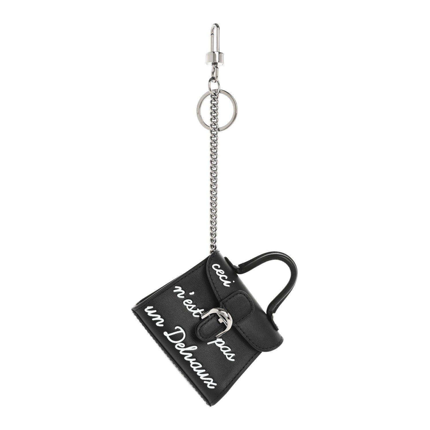 Delvaux Calfskin Mini L'Humour Brillant Bag Charm Black White 1 of 7
