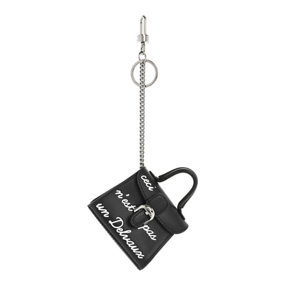 Delvaux Calfskin Mini L'Humour Brillant Bag Charm Black White 1 of 7