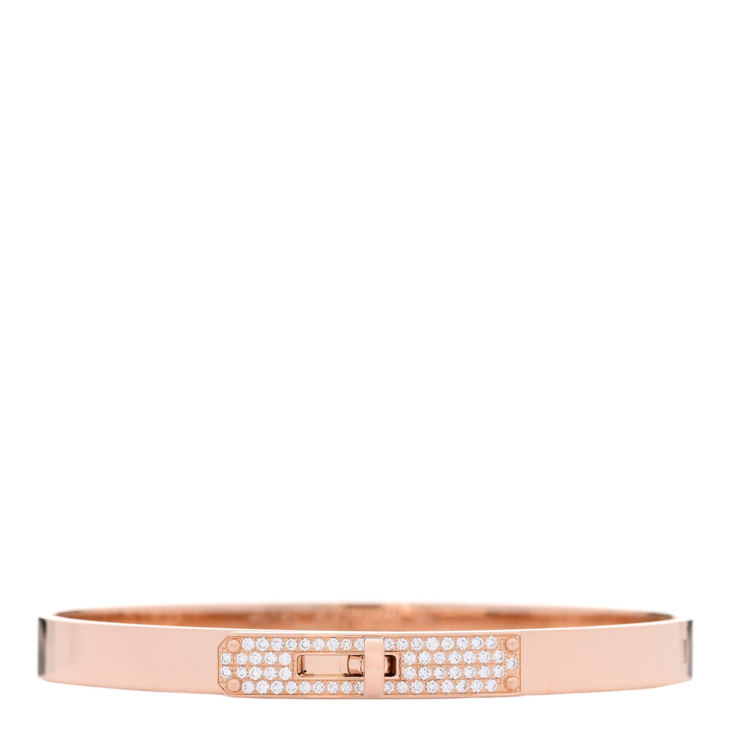 Hermes 18K Rose Gold Diamond PM Kelly Pave Bracelet SH 1 of 4