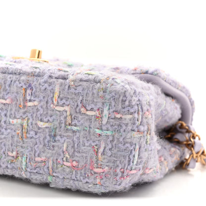 Chanel Tweed Quilted Pearl Twist Mini Rectangular Flap Purple 10 of 11