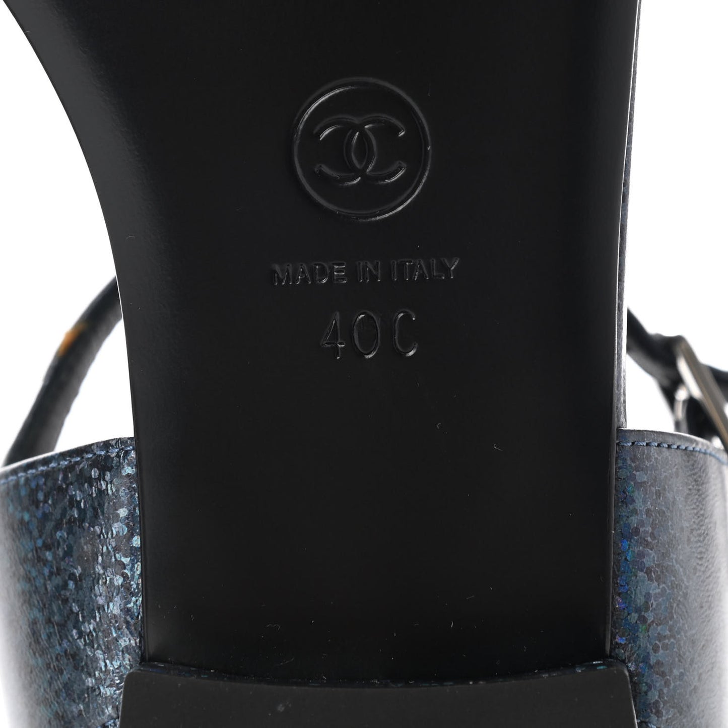 Fantasy Lambskin CC Chain Thong Sandals 40 Blue Black