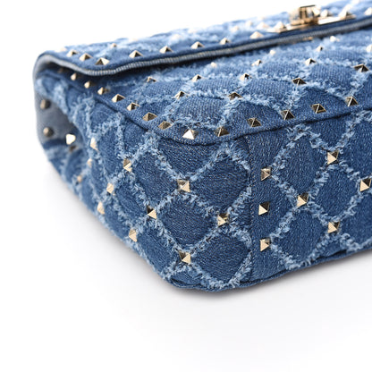 Valentino Garavani Denim Medium Rockstud Spike Shoulder Bag Denim 7 of 9