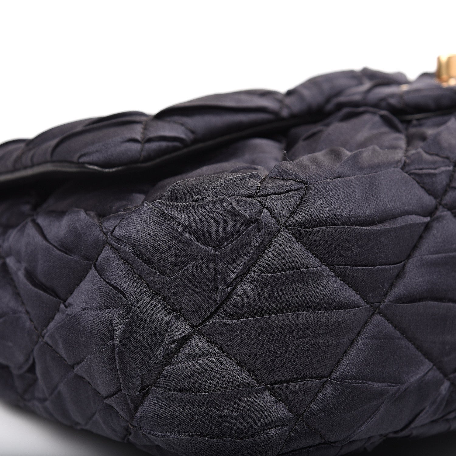 Chanel Satin Quilted Pleated Medium Single Flap Navy 7 of 11