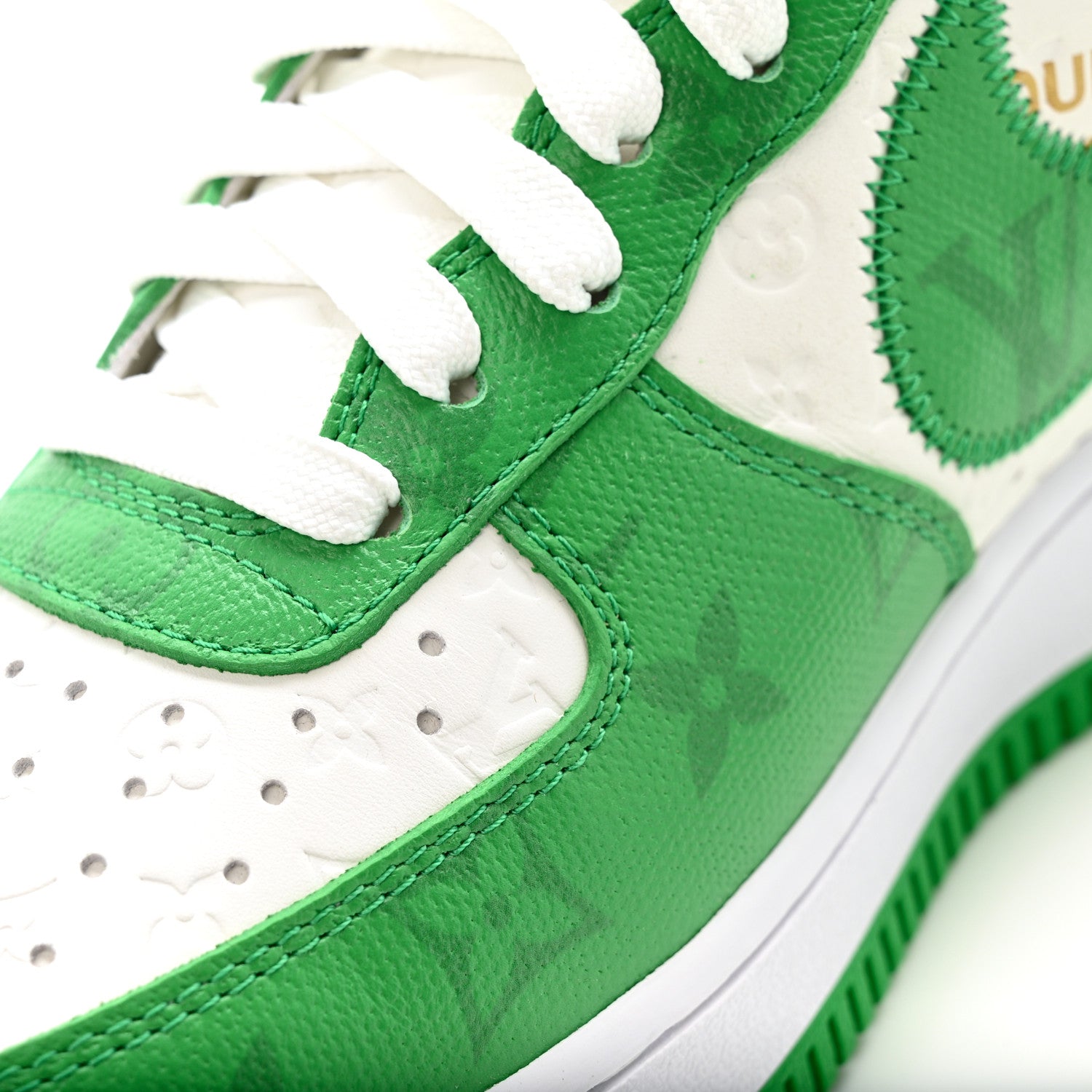 Louis Vuitton X NIKE AIR FORCE 1 Calfskin Monogram Mens Low Top Sneakers 8 Green 9 of 10