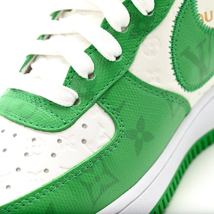 Louis Vuitton X NIKE AIR FORCE 1 Calfskin Monogram Mens Low Top Sneakers 8 Green 9 of 10