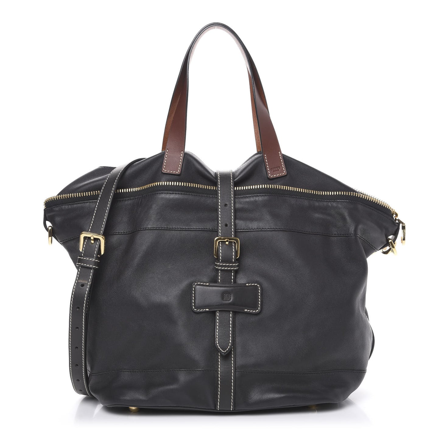 Lambskin Satchel Black Tan