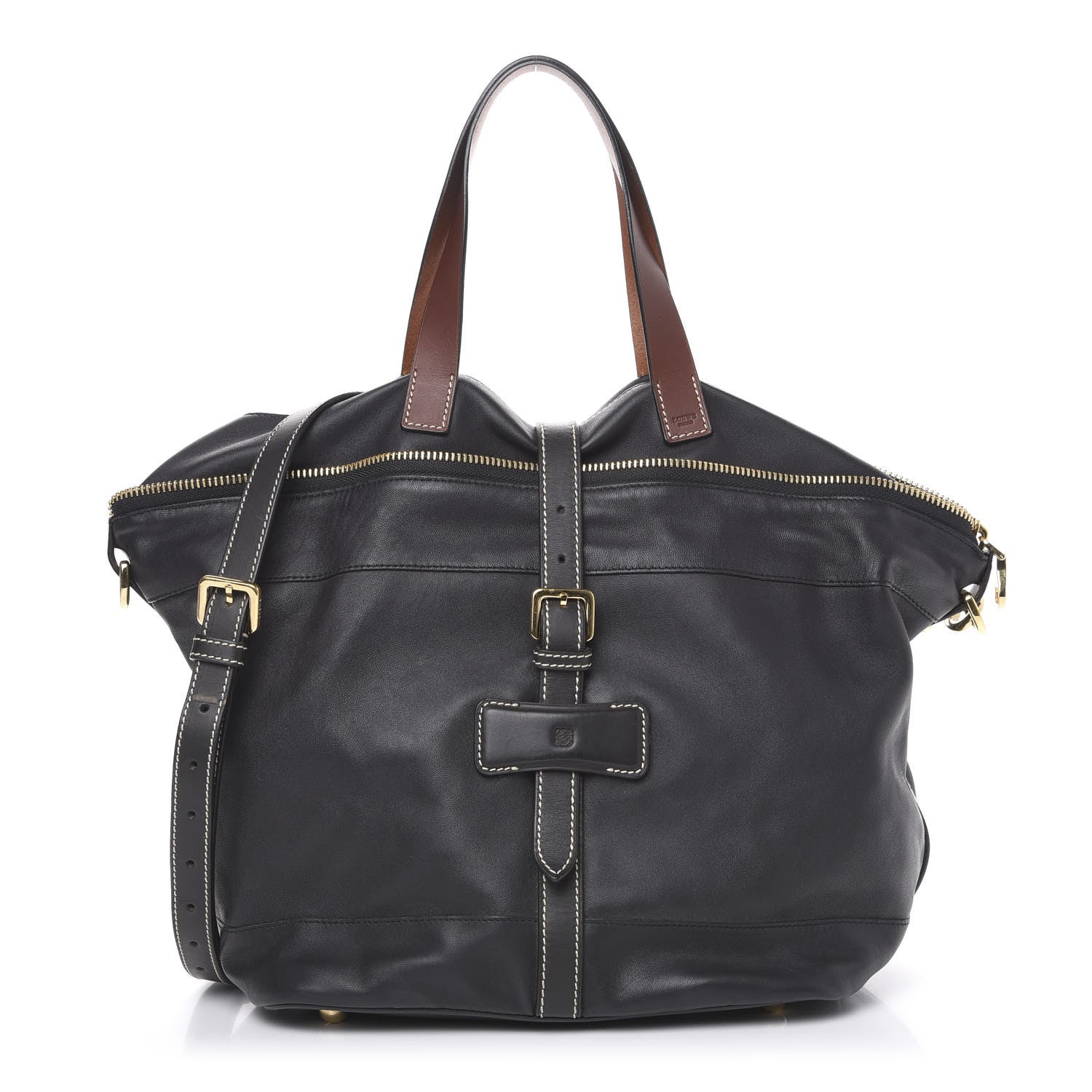 Loewe Lambskin Satchel Black Tan 1 of 12