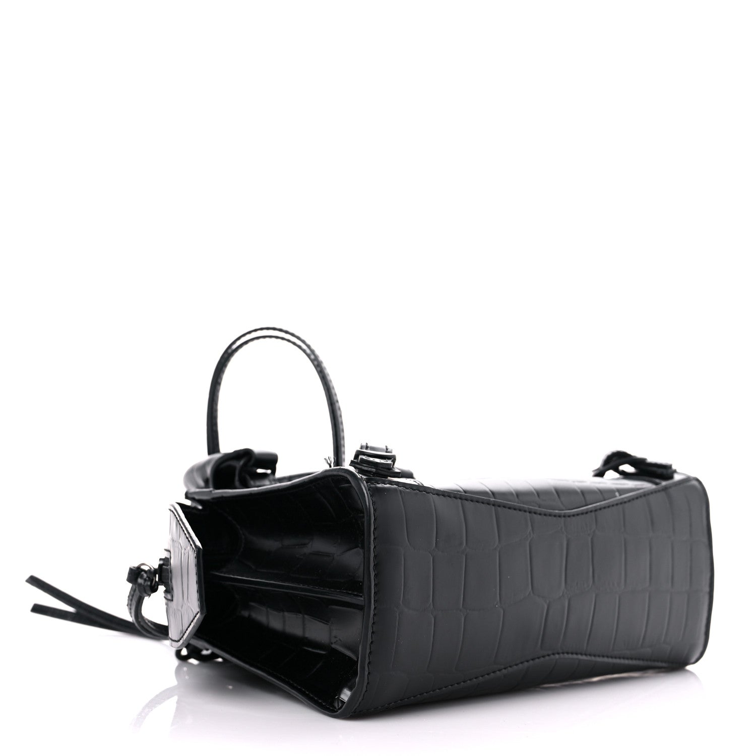 Balenciaga Semi Shiny Calfskin Crocodile Embossed Neo Classic Black Hardware Mini City Black 4 of 14