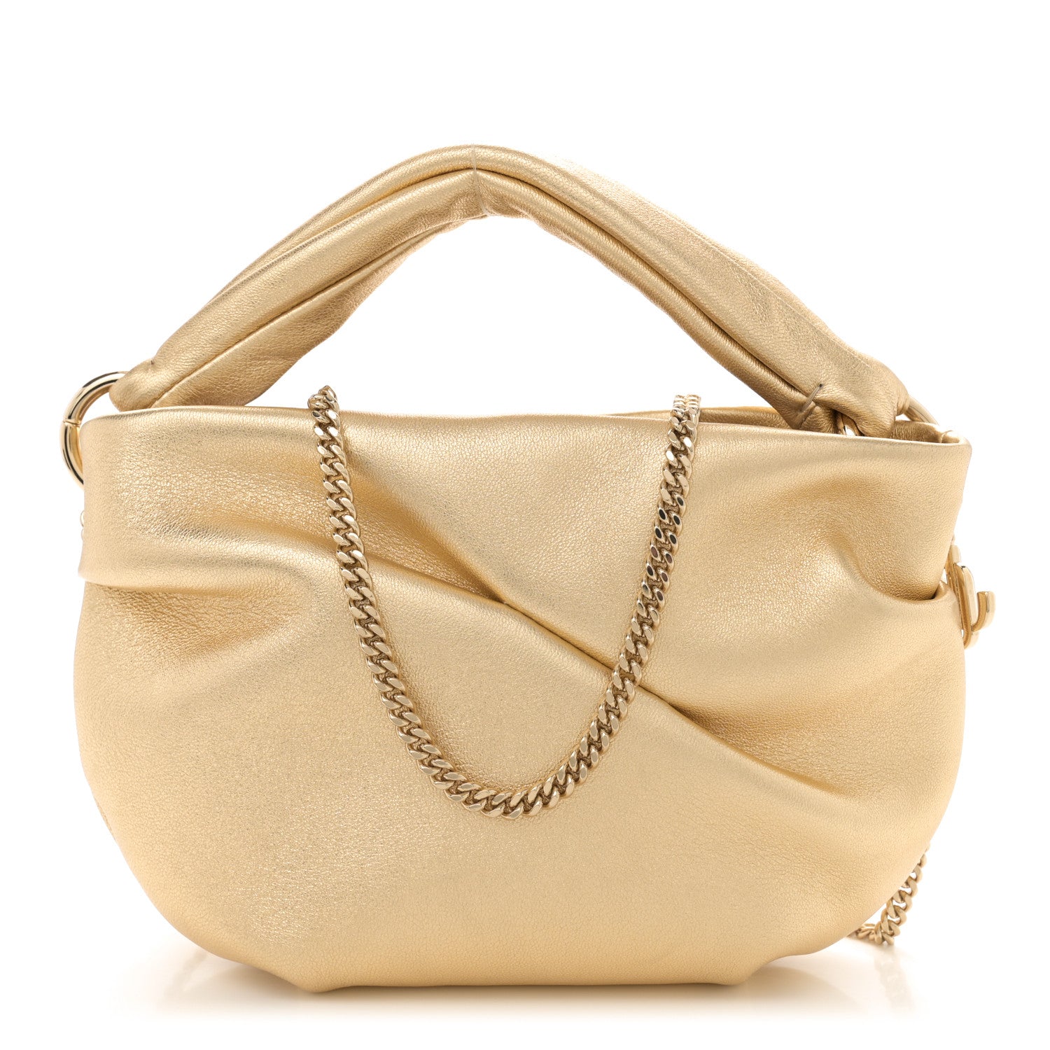 Jimmy Choo Metallic Lambskin Bonny Shoulder Bag Gold 1 of 11