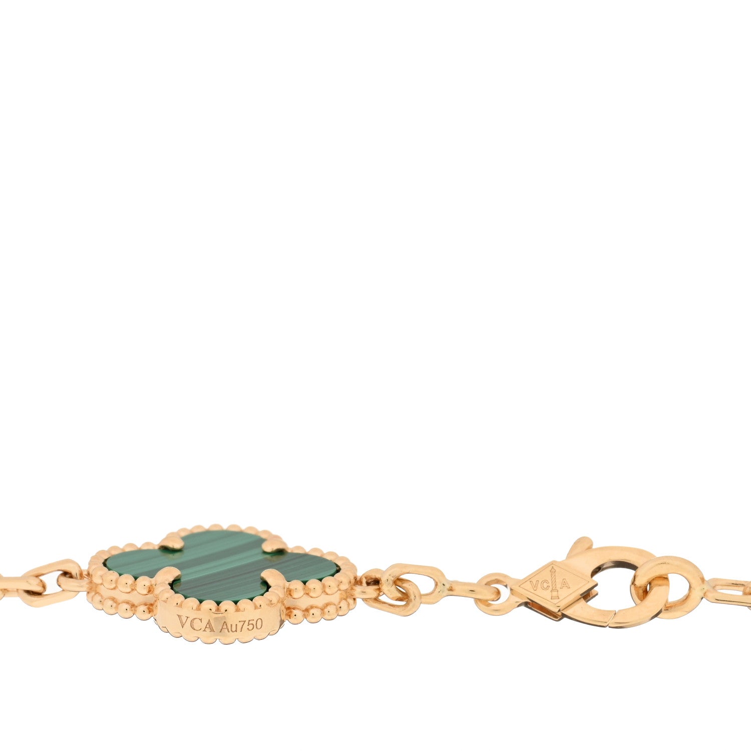 Van Cleef & Arpels 18K Yellow Gold Malachite 5 Motifs Vintage Alhambra Bracelet 3 of 4