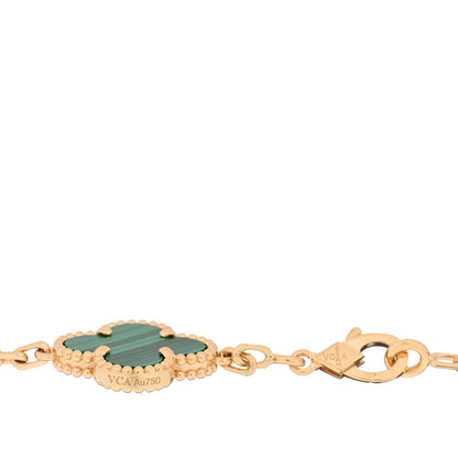 Van Cleef & Arpels 18K Yellow Gold Malachite 5 Motifs Vintage Alhambra Bracelet 3 of 4